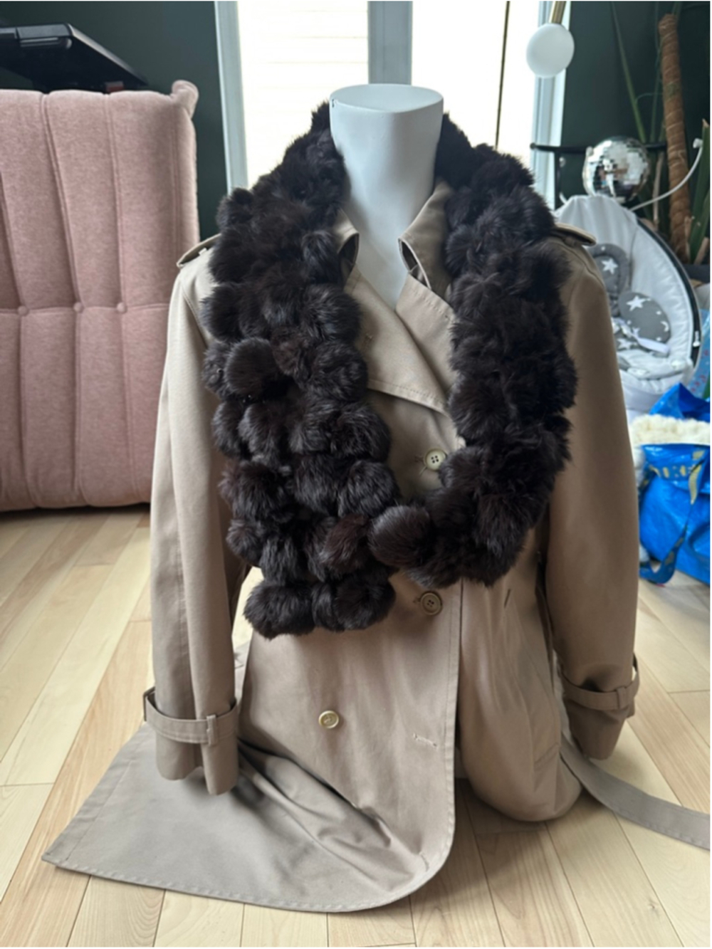 Vintage Brown Fur Scarf Stole Collar Wrap Plush Statement Winter - Picture 2 of 5
